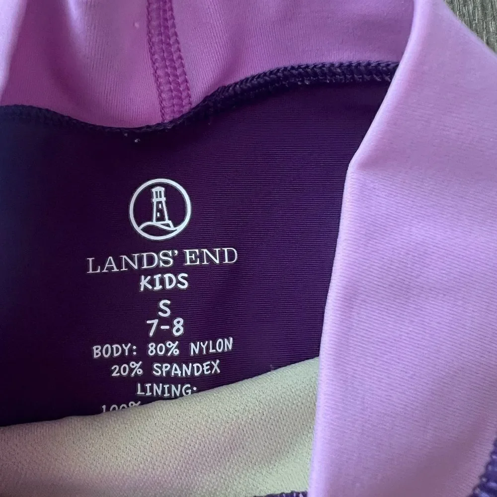 Lands' End Girl Swim Rash Guard Shirt - Purple Size 7-8